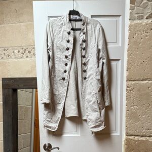 Cream Military Style Coat with Button Details